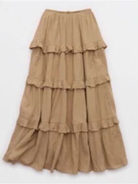 9. Aerie | Tiered Maxi Skirt in Taupe | M